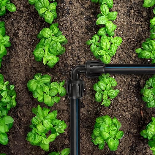 Drip Irrigation Elbow Fittings, 12 Pieces 1/2'' Dripline Locked Barbed Elbow Connectors for 1/2 Inch Irrigation Tubing (1/2" ID x 0.640" OD) 90 Degree Corner for Garden Sprinkler Systems