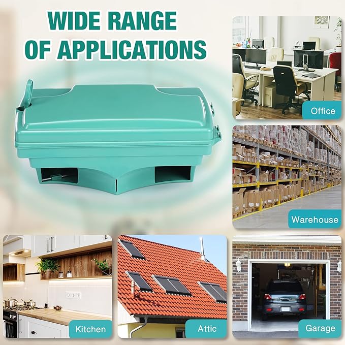 Qualirey 6 Pack Rat Bait Stations with 6 Keys Reusable Heavy Duty for Rodents Outdoor Mouse Poison Holder Large Station Traps for Mice Pests, Bait Not Included(Green)