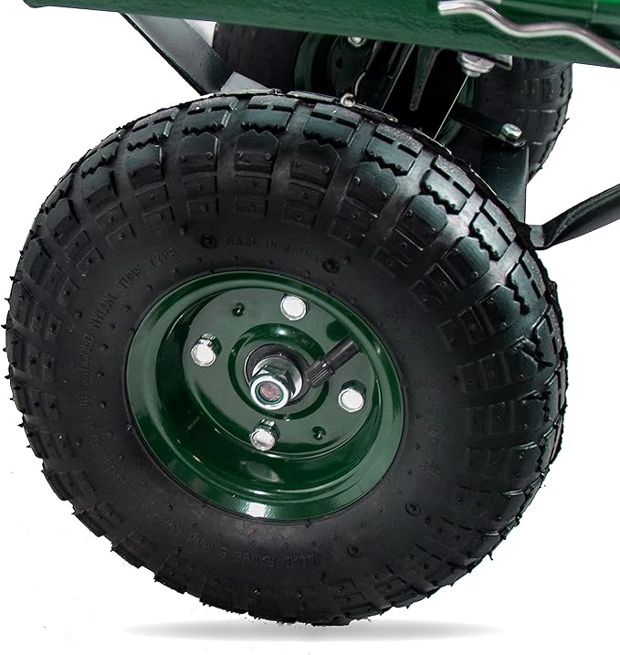 Backyard Expressions Heavy Duty 600 Lbs Capacity Mesh Steel Garden Cart Folding Utility Wagon with Removable Sides and (4) 10 Inch Wheels (Green)