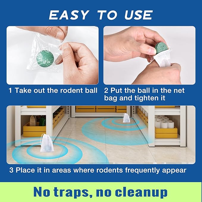 Rodent Mouse Repellent 24 Pack, Peppermint Oil Rat & Mice Repellent, Natural Moth Balls for Rodents Deterrent, Safe for Pets & Humans, Indoor & Outdoor Use, Keep Rodents Away from Garden & Home