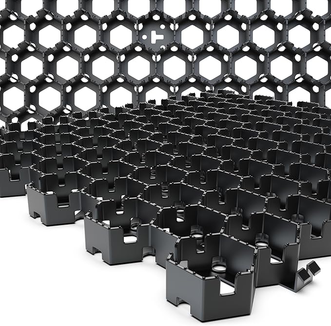 Standartpark Vodaland Permeable Pavers - HexPave Grass & Gravel Permeable Paver System - 100% Recycled PPE Plastic Pavers, Handles 27,000 lbs, 1" Depth, 1450 s.f / 488 Units