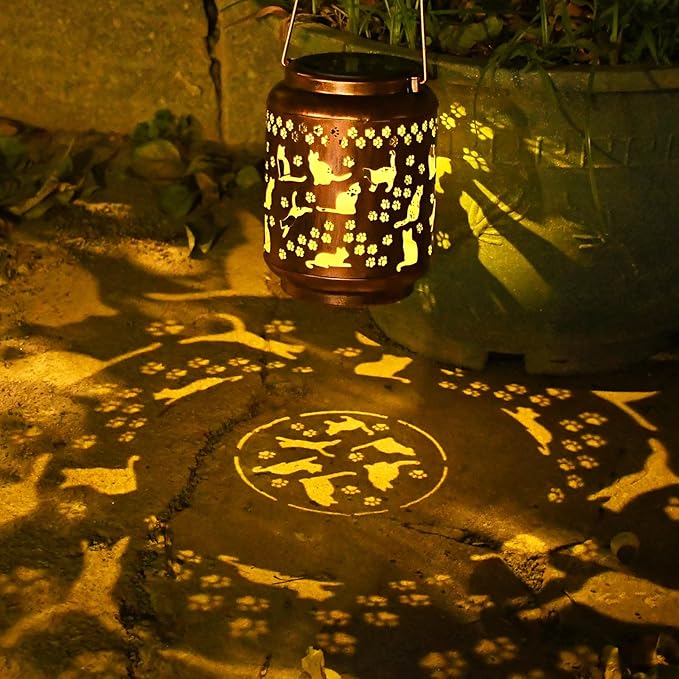 Cat Lover Gifts for Women,Mom,Grandma,Sister,Cat Solar Light , Gift Solar Lanterns for Mother Day Christmas Outdoor Waterproof Lights Led Mason Jar Hanging Lamps Decor for Garden Yard Patio