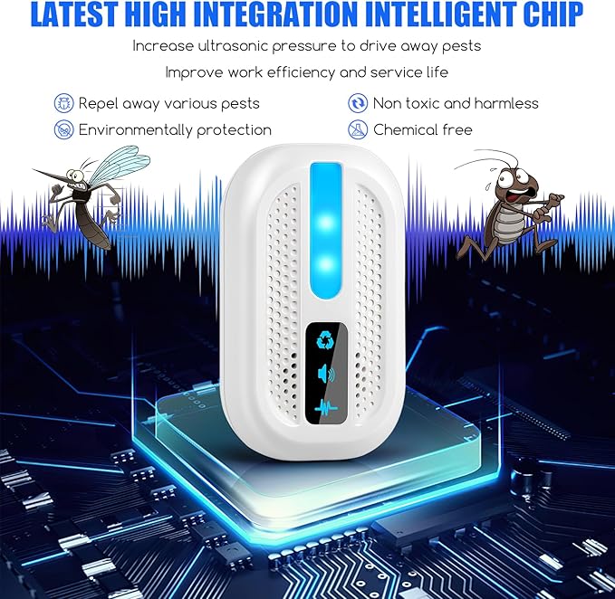 6 Packs Upgraded Ultrasonic Pest Repeller Indoor- Ultrasonic Mouse Repeller Rodent Repellent Ultrasonic Plug in Ant Repellent for Roach, Bugs, Mice, Spider, Electronic Rodent Repellent Devices