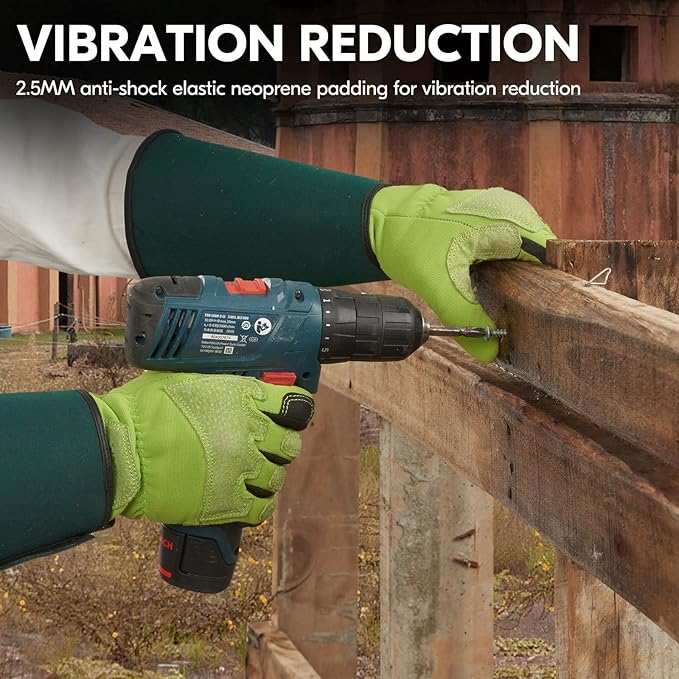 Vgo... Gardening Gloves Ladies,Safety Work Gloves,Long Sleeves Gauntlet,Puncture Proof,Touchscreen(Size M,Light green,SL7477)