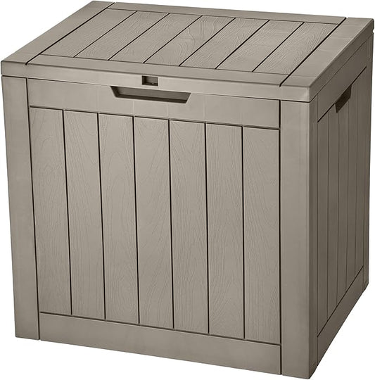 YITAHOME 30 Gallon Deck Box Outdoor Storage Box, Waterproof Resin Package Delivery and Storage Box with Lockable Lid for Patio Furniture Cushions, Pool Accessories, Garden Tools, Brown