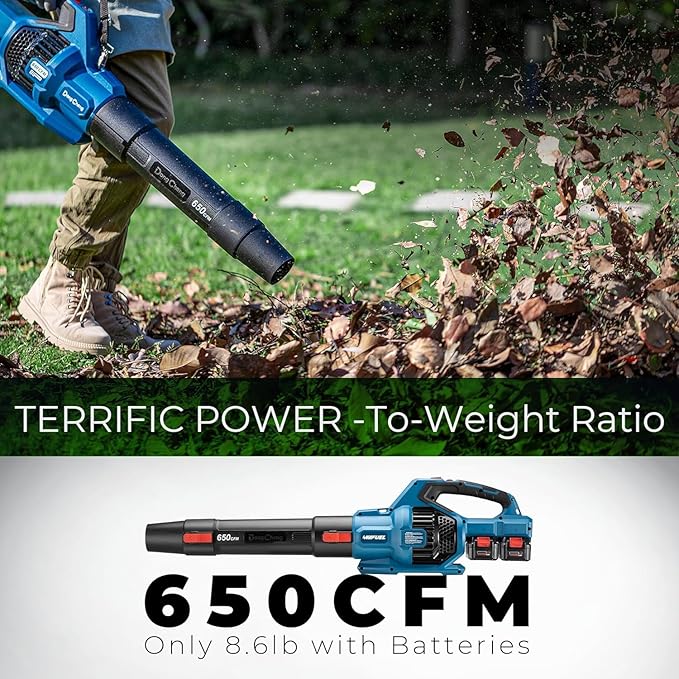 DongCheng 650 CFM Brushless Cordless Leaf Blower, 40V Battery Powered Blower, High-Efficiency Blower for Sidewalks, Driveways, Town Care, Blowing Leaves and Snow, Bare Tool Only