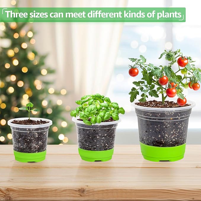 24 Packs 5/4/3.5 Inch Reinforced Nursery Pots with Silicone Base for Easy Transplant, Variety Pack Plastic Plant Pot Seedling Planter Seed Starter Flower