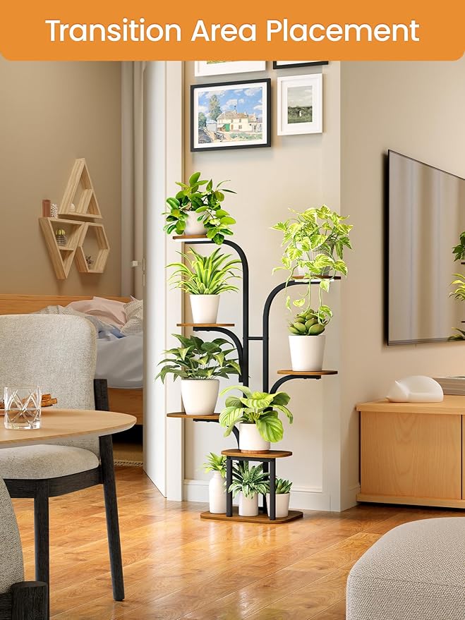 Plant Stand Indoor with Grow Lights – Tiered Metal Shelf Small Corner Rack for Multiple Succulent Herb Pot Display