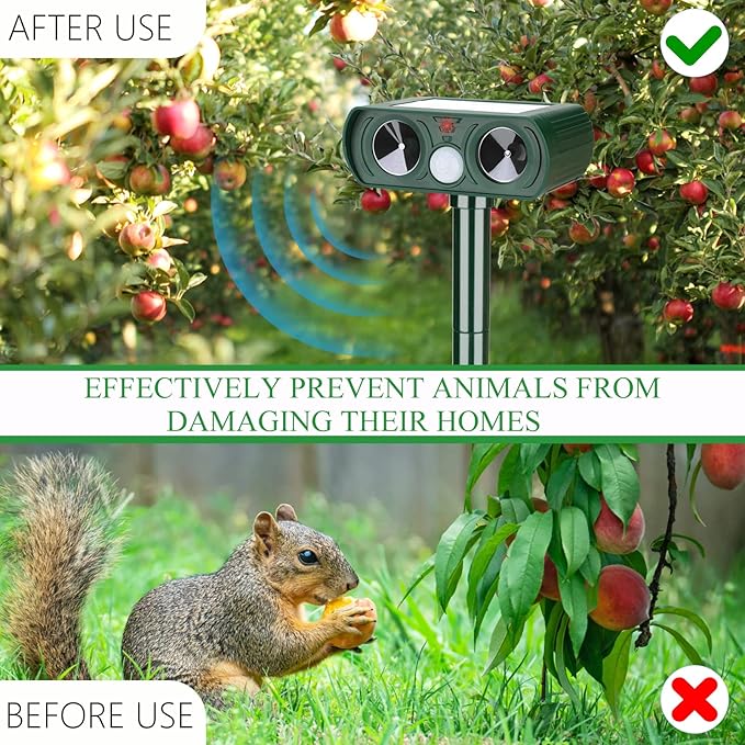 4 Pack Ultrasonic Animal Repellent Deer Repellent Devices Cat Repellent Outdoor Solar Animal Deer Deterrent Motion Activated Raccoon Repellent Dog Rabbit Squirrel for Garden Yard