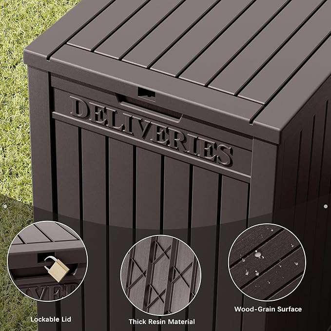 Package Delivery Box for Outside, 48 Gallon Storage with Lockable Secure, Large Resin Outdoor Package Drop Container