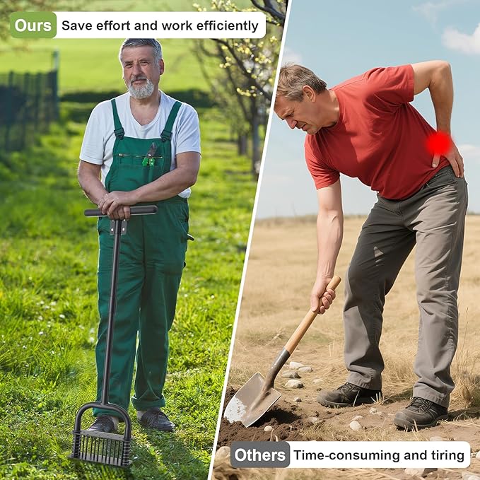 Lawn Aerator,55 inch Long Aerator Lawn Tool,Save Labour Core Aerator with 14 Steel Spikes,Manual Push Grass Aerator for Lawn and Garden,Yard