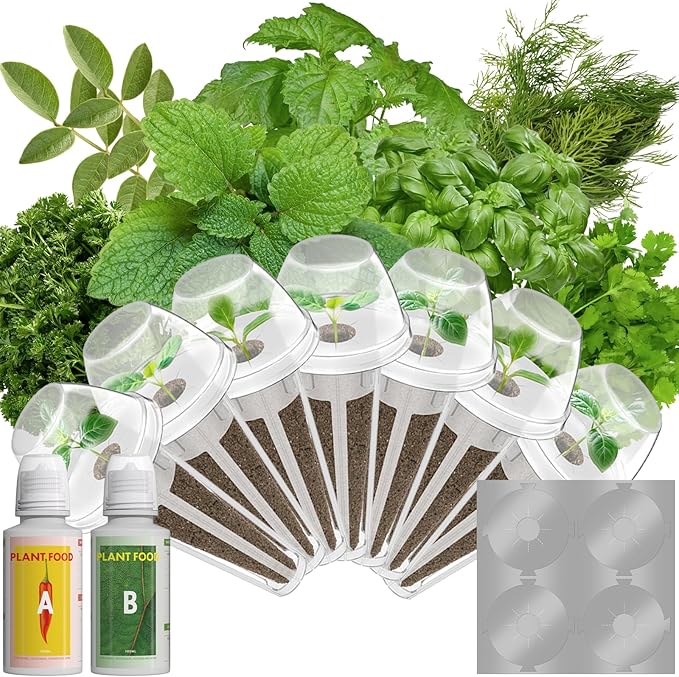 Gourmet Herb Seed Pods for AeroGarden, Ahopegarden, iDOO Hydroponics Growing System Indoor, 400+ Seeds, Germination Kits Include Basil, Cilantro, Dill, Parsley, Mint, Shiso, Liquorice(7-Pods)