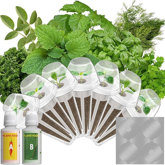 Gourmet Herb Seed Pods for AeroGarden, Ahopegarden, iDOO Hydroponics Growing System Indoor, 400+ Seeds, Germination Kits Include Basil, Cilantro, Dill, Parsley, Mint, Shiso, Liquorice(7-Pods)