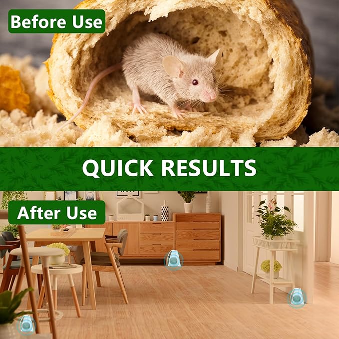 Mouse Rodent Repellent, 48 Pack Peppermint Lemon Oil Mice Repellent for Squirrel Rats Spider Pests, Natural Deterrent for Kitchen, Warehouse, Car, Cat, Indoor, Outdoor Safe for Pets & Family