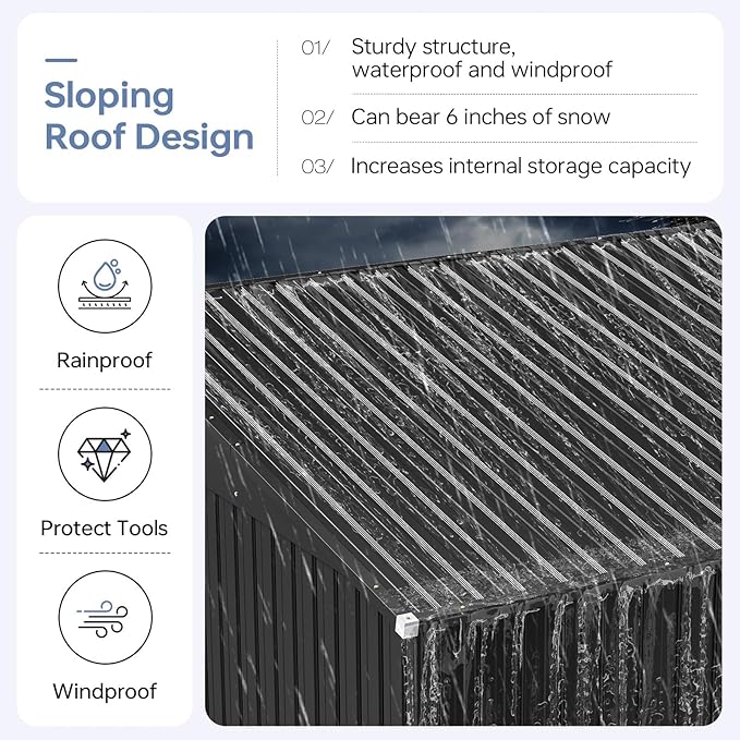 6x4 FT Outdoor Storage Shed with Base, Metal Garden Tool Shed with Sloping Roof & Lockable Door for Patio Lawn Backyard (Black with Base)