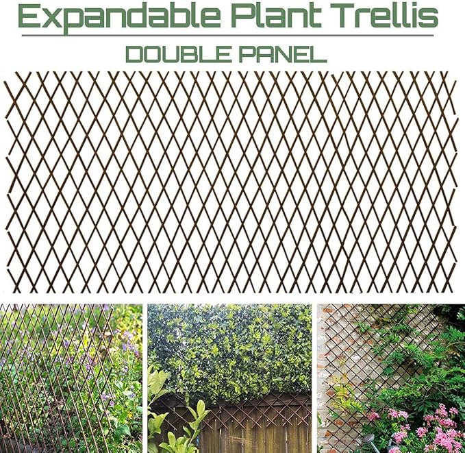 Nature Willow Trellis Expandable Plant Support Plant Climbing Lattices Trellis Willow Expandable Trellis Fence for Climbing Plants Support 36x92 Inch,Double Panel (2, Willow Wicker Fence)