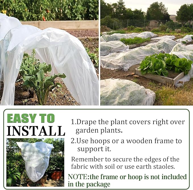 Plant Covers Freeze Protection 10 x 30 Ft, Thick Frost Cloth for Outdoor Plants, Winter Plant Blankets and Frost Covers for Garden Frost Protection, Floating Row Cover