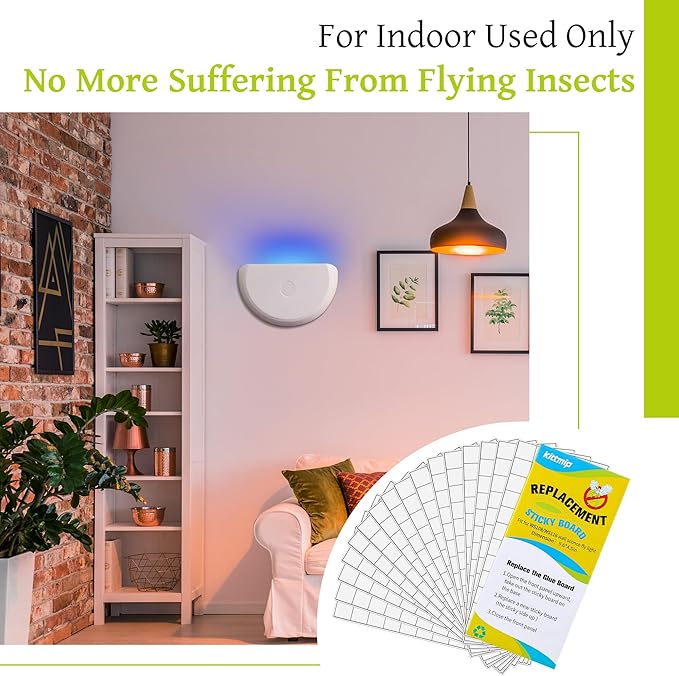 Qualirey 20 Pcs Fly Traps Glue Board Compatible with Faicuk WS108 Wall Sconce Fly Light Trap, Insects Sticky Fly Strips Replacement for Capturing Flies, Mosquitos, Moths, Gnat and Other Flying Insects