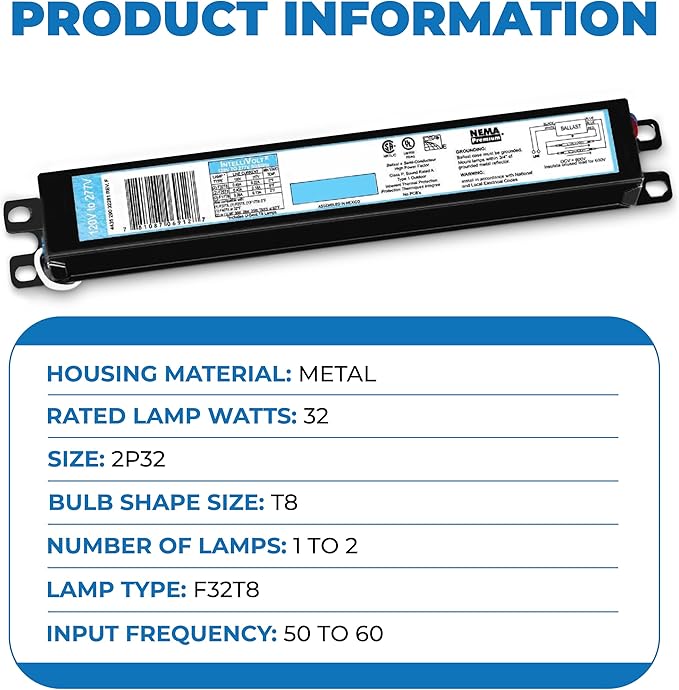 OHLECTRIC (10 Pack) Replacement for ICN-2P32-SC 1& 2 Lamp - T8 Fluorescent Electronic Ballast - 120-277 Volt - Instant Start - Standard and Energy Efficient Ballasts - UL Approved