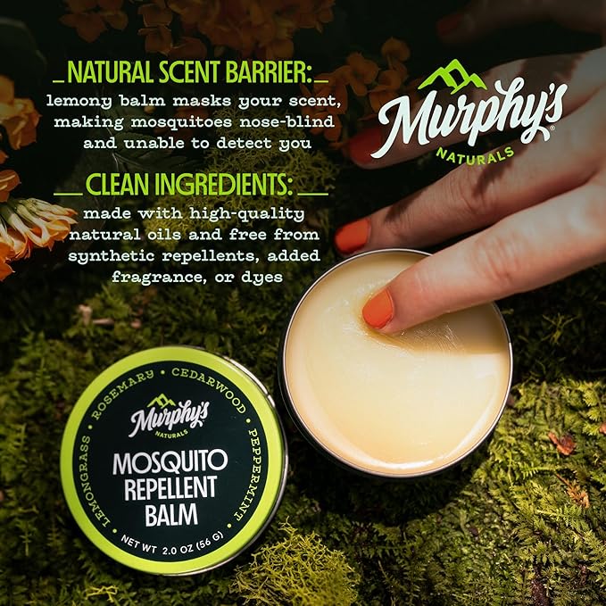 Murphy's Naturals Mosquito Repellent Balm for Outdoor Patio, Hiking, Camping, Plant-Based with Cedarwood, Lemongrass & Rosemary, DEET-Free, 2 oz