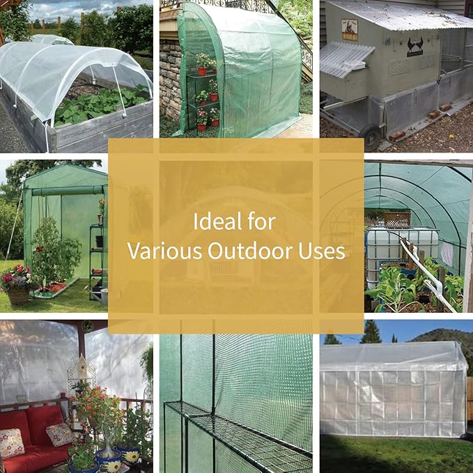 GUARD SHIELD Clear Green Tarp Heavy Duty 12x16 Feet Waterproof for Greenhouse Outdoor Garden Poly Cover UV Resistant 3x3 Weave 10mil (3-Pack)