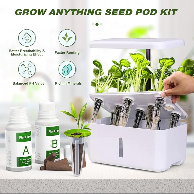 176 PCS Hydroponic Pod Kit for Aerogarden - Grow Anything Seed Pods with 60 Sponges, 12 Baskets, 24 Domes, 60 Labels, 6 Plant Food, 1 Measuring Cup - Compatible with Hydroponics Growing System