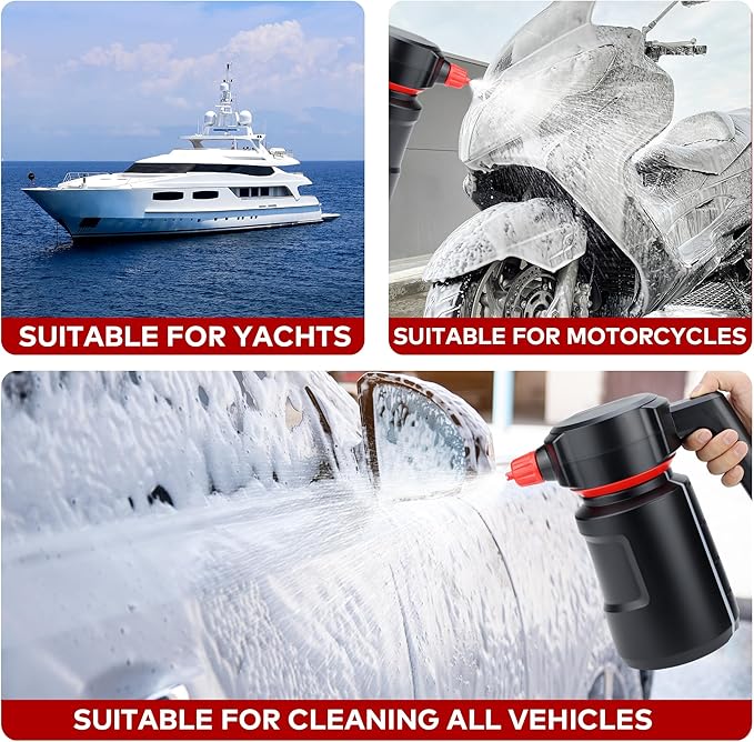 Electric Foam Sprayer 2L Car Wash Sprayer Electric Foam Cannon USB Rechargeable Battery Foamer Spray Cordless Portable Pump Spray Black