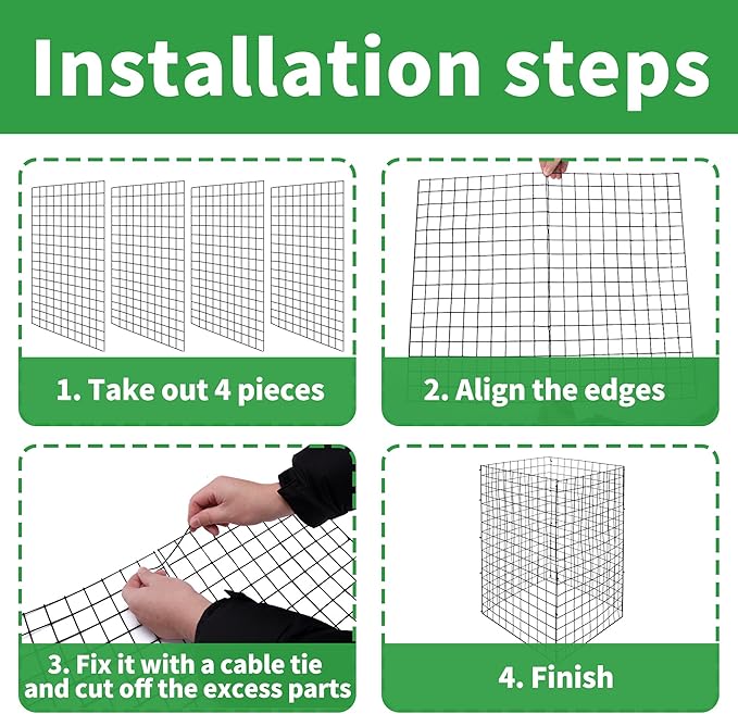 DECOHS 8 Packs Wire Plant Protectors from Animals- 20 x 12 Inch Heighten Square Garden Wire Plant Cages Mesh- Metal Garden Plant Cloche Protection Barricades for Protecting Plants Vegetables Flowers