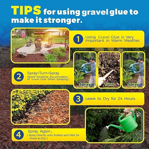 Make 42oz Rock Glue for Landscaping, Concentrated Mulch Glue, Gravel Binder for Pea Gravel, Bark, Waterproof Clear Outdoor Mulch Anchor, Stone Stabilizer for Paths, Patios, Driveways & Garden Border