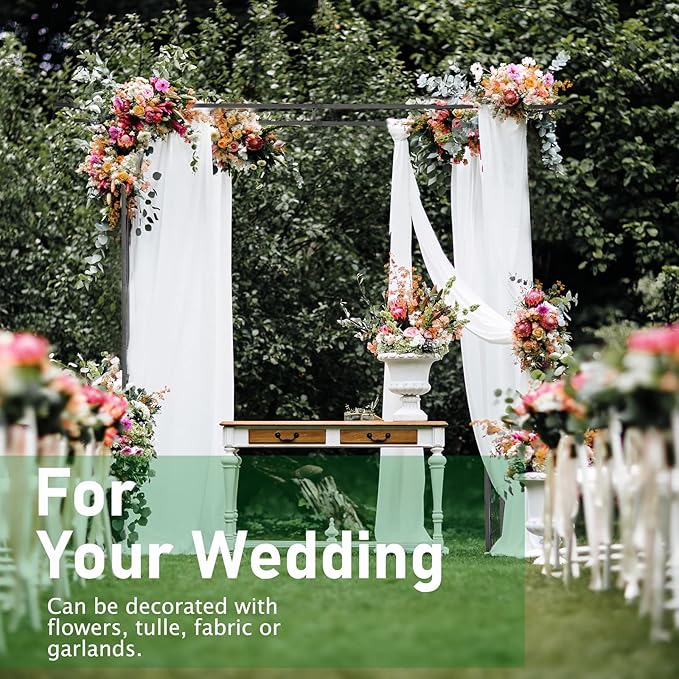 VINGLI Garden Arbor, Arch for Wedding Ceremony Party, Christmas Garden Decor Steel Garden Trellis for Plant Climbing, Pergola for Garden, Backyard, Lawn (Flat Top)