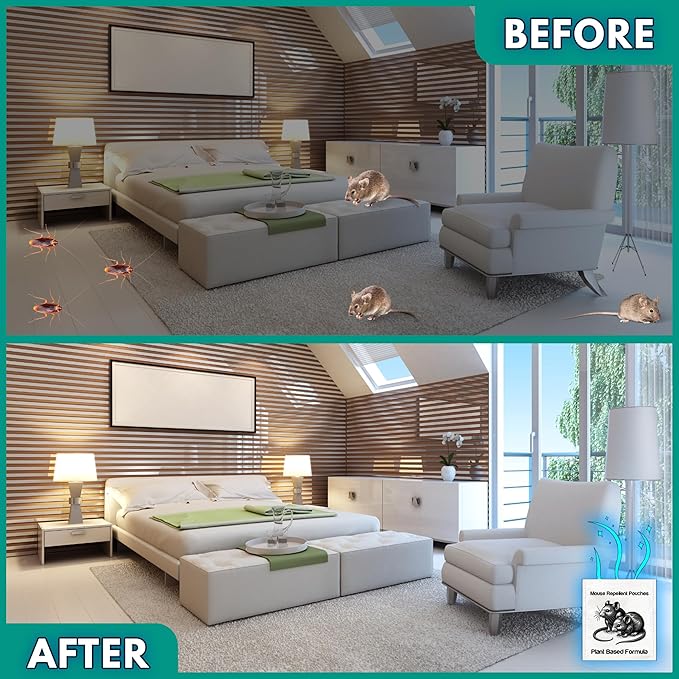 Extra Strong 10Pack Natural Mouse Repellent Pouches Botanical Mice Repellent Pouches Rodent-Repelling Pouches for Indoor and Outdoor Pest Control Pouches for Home Attic Office Shed Barn Storage/RV