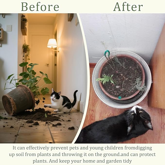 6 Pcs 15.7 Inch Plant Pot Grids，Cut-able Plant Pot Soil Protective Covers from Animals，Used to prevent animals or babies from digging up the soil in flowerpots.Suitable for Indoor and Outdoor Plants.