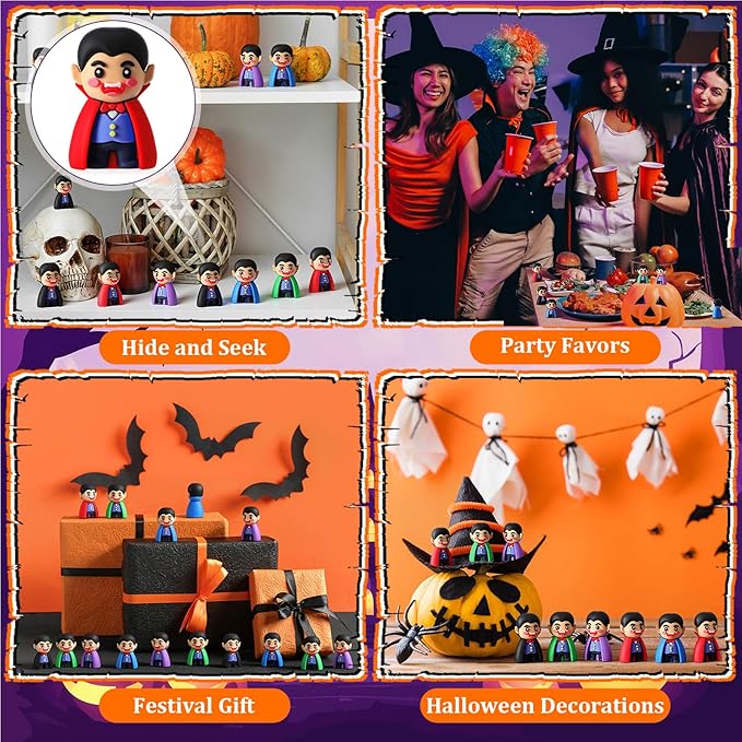 25 Pcs Mini Vampire Figurines Bulk Halloween Vampire Figures Miniatures Decorations Party Favors for Spooky Party Trick or Treating Goodies Bag Fillers DIY Craft