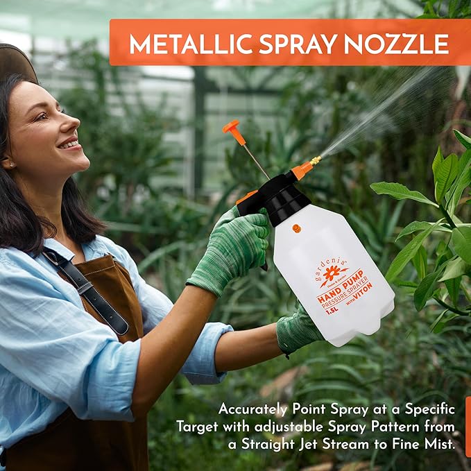 Handheld Pumping Sprayer Viton Seals Sprayers in Lawn and Garden, Spray Bottles for Cleaning Chemical Sprayer Continuous Spray Bottle for Plants 1.5L (0.4 Gal/51oz)