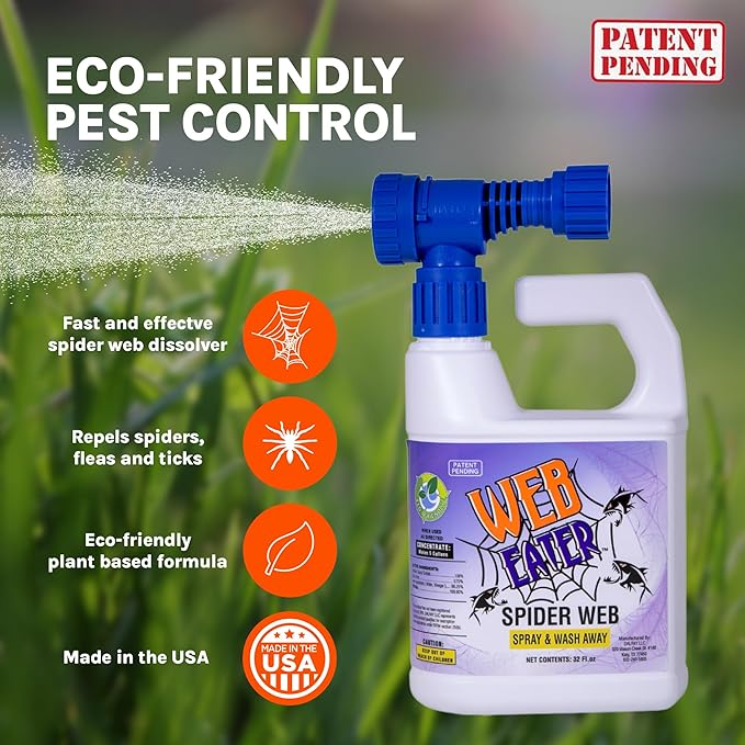 1 Gallon Concentrated Spider Web Washaway Spray with Nozzle- Natural & Long Lasting up to 6 Months