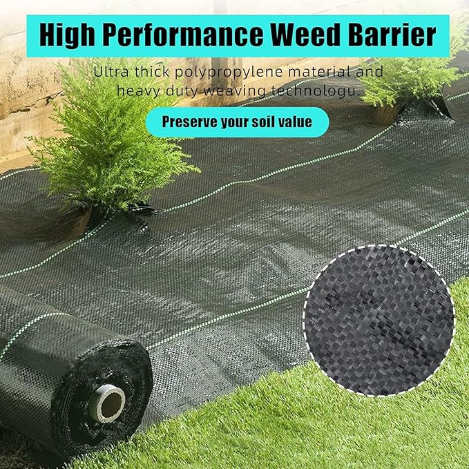 6ft X 300ft Weed Barrier Landscape Fabric Heavy Duty, Premium 3.2oz Ground Cover Weed Block Gardening Mat, Easy Setup & Superior Weed Control, for Erosion Control, Weed Barrier