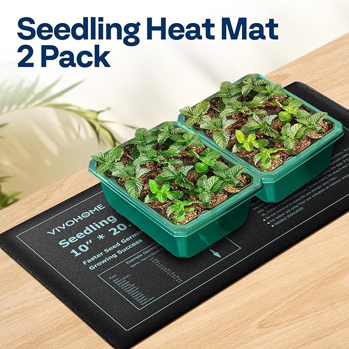 VIVOHOME 20W Waterproof Seedling Heat Mats for Seed Starting Propagation and Increase Germination Success 10 inch x 20.75 inch Pack of 2