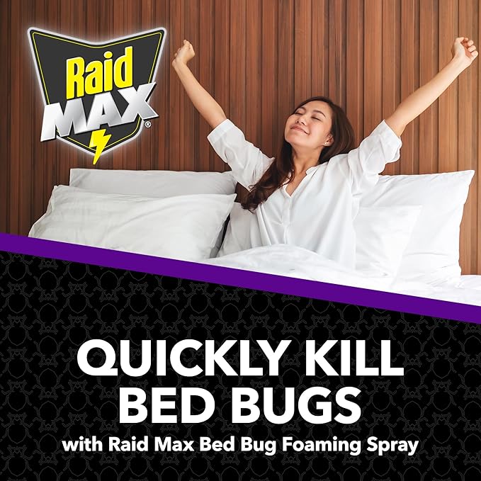 Raid Max Bed Bug Crack & Crevice Extended Protection Foaming Spray, Kills Bed Bugs for up to 8 weeks on Laminated Woods and Surfaces, 17.5 oz