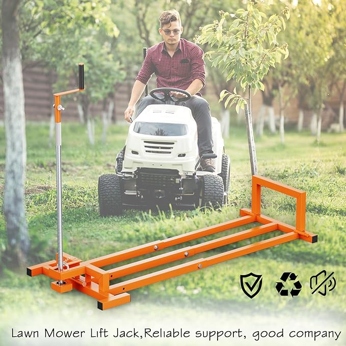 Lawn Mower Jack Lift,Upgraded Lawn Tractor Lift with 1000 lb Weight Capacity,Retractable Riding Mower Lift Installation is Simple. Easy to Store (High Carbon Steel)