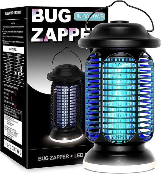 Bug Zapper Outdoor Indoor, Electric Fly Zapper Waterproof with 2W LED Light, 18W Power & 4000V High-Voltage, Coverage Area of 1/2-1 Acre, 5.5ft Cord, Plug-in Mosquito Trap for Patio Backyard Garden
