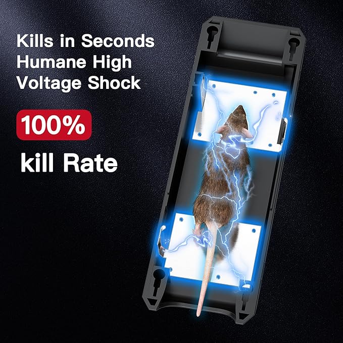 Electric Mouse Trap Refill for Home, Reusable No-Touch Electric Mouse Trap Zapper with Powerful Voltage Effectively Kills Mice in Living Rooms, Kitchens, Garages, and More, 4 Pack, Black