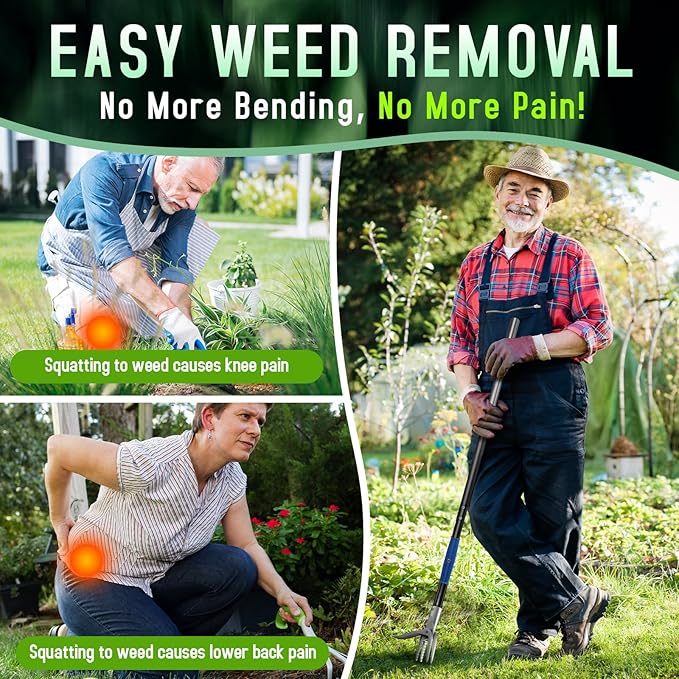 Heavy Duty Stand Up Weeder with Ejection Handle, Standing Weed Puller with Steel Handle, Gardening Tools,Weeder with Steel Claw, Weed Remover Tool Without Bending, Pulling,Kneeling.Weeding Tool.