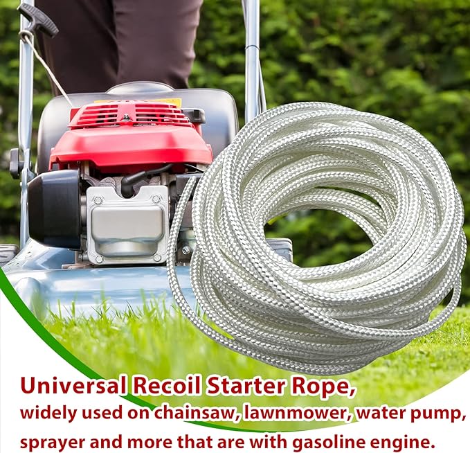 4.0mm Recoil Starter Rope Gas Engine Pull Starter Replacement Recoil Pull Cord for Lawnmower Chainsaw Generator