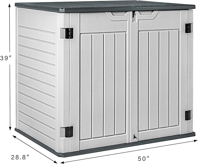 Devoko Resin Outdoor Storage Shed 34 Cu Ft Horizontal Outdoor Storage Cabinet Waterproof Patio Tools Storage Box for Sofa Cushion, Lawn Mower and Garbage Cans