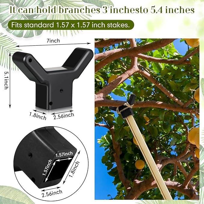 Yungyan 2 Pcs Tree Support, Plastic Fruit Tree Branch Support Device Tree Brace Prevent Them from Breaking for Vineyards Ornamental Gardens Orchards Fits on Standard 1.57 x 1.57 Inch Lumber (Grey)