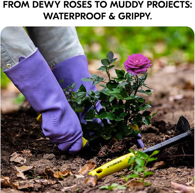 Vgo... Extra Long Gardening Gloves with Fresh Rich Aromas,Waterproof,Slip-Resistant,Chemical-Resistant Glove for Gardening,Outdoor Work(TP1117)