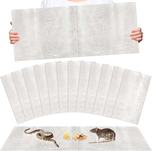 12 Pack Large Super Sticky Glue Traps for Mice and Rats, Rat Mouse Sticky Traps Glue Board for Garage Garden Basement Kitchen Home Outdoor Indoor Restaurant Office (26" x 11")