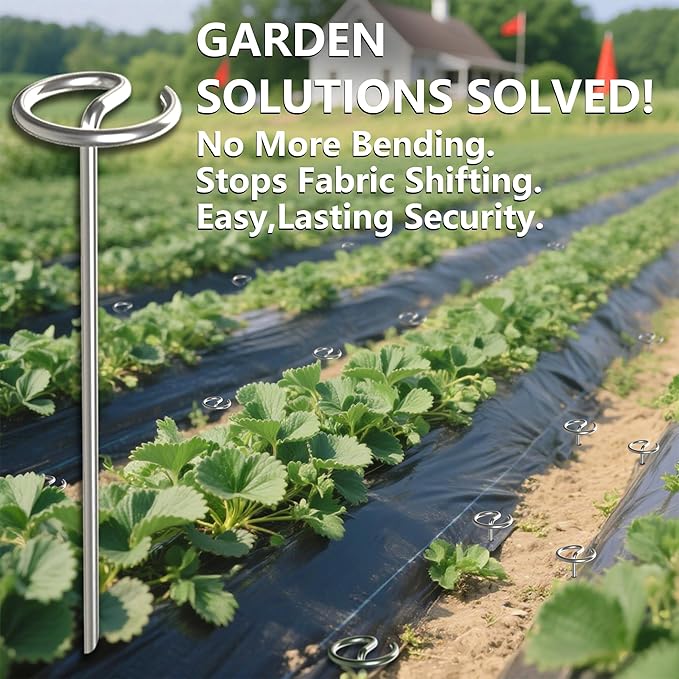 60 Pcs Landscape Staples - Landscape Fabric Pins - 6 Inch Galvanized Steel Garden Stakes, G-Shape Circle Top Ground Anchor Pins, for Weed Barrier, Landscape Fabric, and Garden Projects