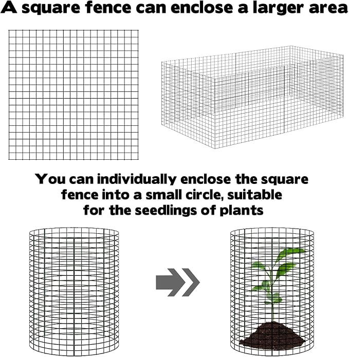 20 Pack 12" H X 4" D Wire Small Plant Protector from Animals, 20 Pcs Small Metal Plant Cage Chicken Wire Cloche with Ground Stakes and Nylon Tie to Keep Animals Out Garden Protection