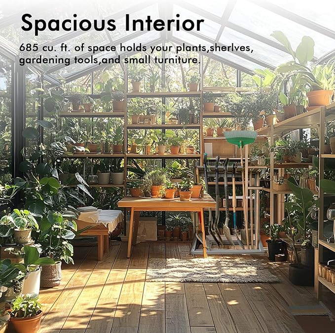 8×14FT Green Houses for Outside, Large Walk in Greenhouse for Outdoors and Winter Garden Planting, Heavy Duty Greenhouse Kit Withstands Strong Wind or Heavy Snow to Protect Vegetables or Plants